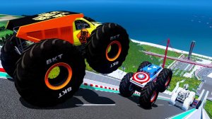 МУЛЬТИКИ ПРО МАШИНКИ Эпические прыжки и столкновения на скоростном монстр-траке Beamng Drive #58