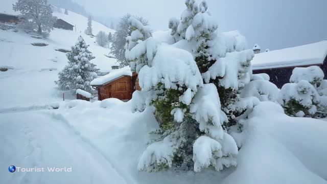 Жизнь в изолированной швейцарской деревне зимой❄️Сильный снегопад в швейцарской горной деревне🇨🇭🏡