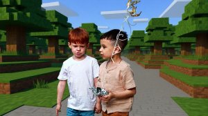 На одном сервере в майнкрафт с друзьями