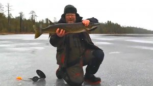 Рыбалка в Карелии. На первый лёд с двумя ночёвками. Есть трофей!