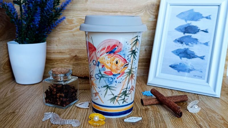 Стакан в цвете "Кофейный", гжельский фарфор