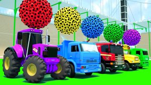 Мультики про машинки - Изучаем цвета с машинами и собираем фруктовое колесо - Мультики для детей