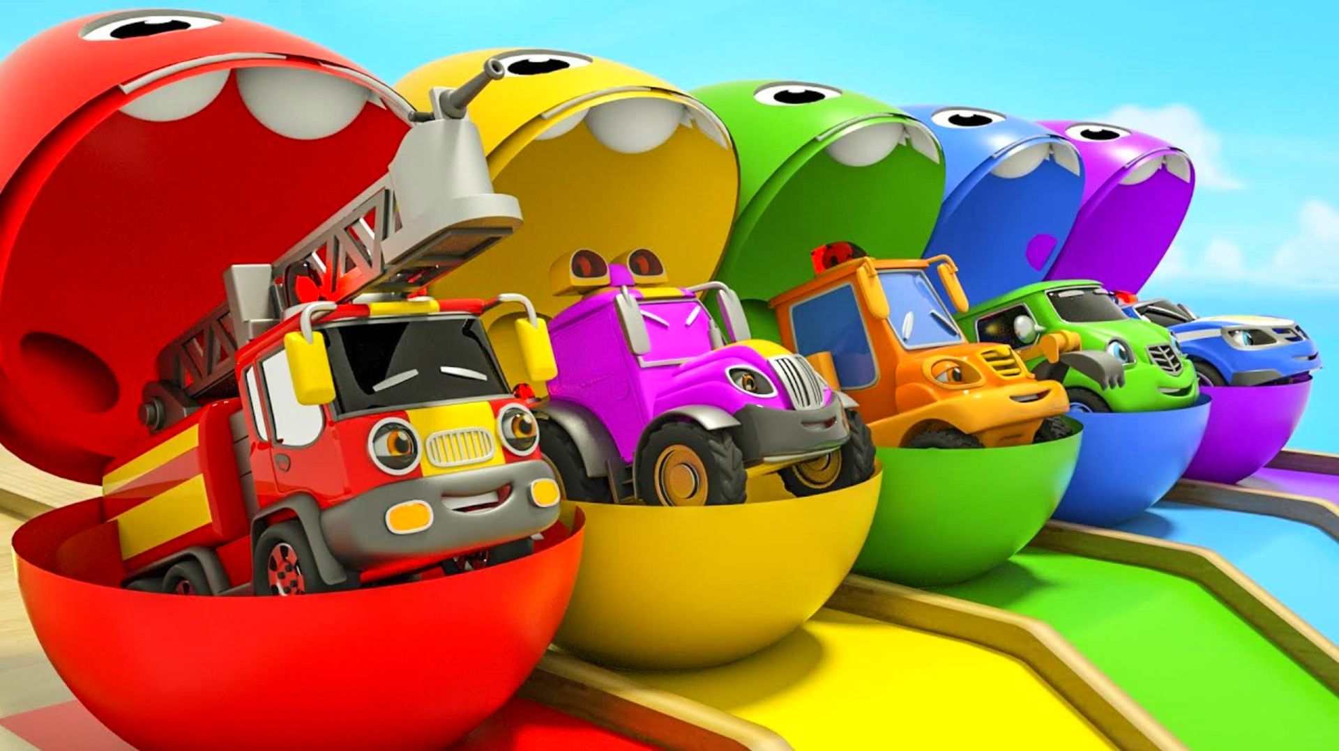 Мультики про машинки - Волшебные разноцветные яйца в бассейне - Детские песенки - Мультики для детей