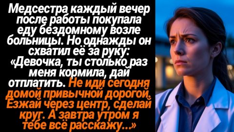 Жизненные Истории/Молодая медсестра каждый вечер после работы покупала еду бездомному возле больницы