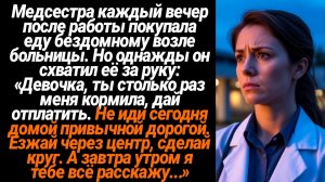 Жизненные Истории/Молодая медсестра каждый вечер после работы покупала еду бездомному возле больницы