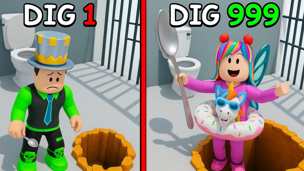 ⛏️ СБЕЖАТЬ из ТЮРЬМЫ в РОБЛОКС с ПОМОЩЬЮ ЧАЙНОЙ ЛОЖКИ! Этот полицейский поймал ПАПУ и ДОЧКУ!