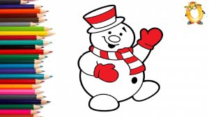 Мультик - раскраска для детей СНЕГОВИК. Учимся как рисовать СНЕГОВИКА // ОБУЧАШКА ТВ