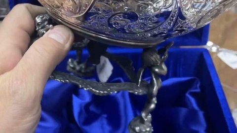 Ваза для фруктов серебряная "Ангел", вз00017