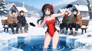 Купание красавицы зимой