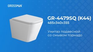 Унитаз GR-4479SQ (K44) подвесной со смывом "торнадо"