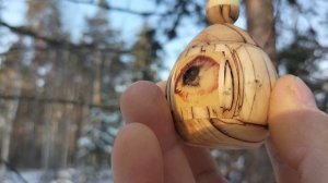 Шкатулка в декабрьском лесу на березке