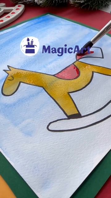 Рисуем елочную игрушку-лошадку