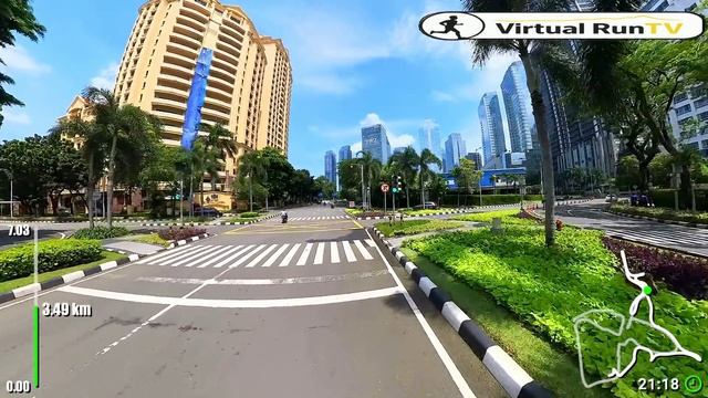 Видео для бега на беговой дорожке с окружающими звуками  Виртуальный бег по SCBD Jakarta
