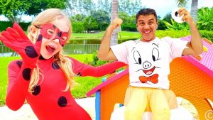 Настя превращается в супергероев и учится помогать папе. Истории для детей.