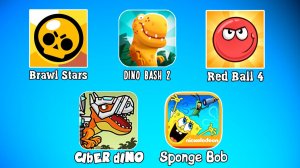 бравл старс, красный шарик 4, губка боб, Дино беш 2, механические динозавры - сборник лучших игр.