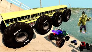 МУЛЬТИКИ ПРО МАШИНКИ Эпические прыжки и столкновения на скоростном монстр-траке Beamng Drive #63