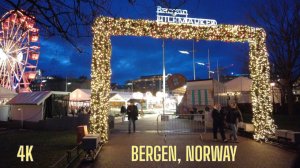 Norway,  Bergen - Winter Evening at Christmas Market