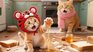 Мультики для детей, котик попал в ловушку из мёда, мультфильм, видео про котиков, мультик