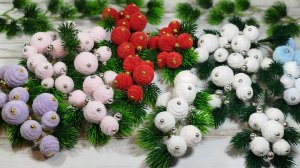 Новогодний декор своими руками из лёгкого пластилина и пряжи. Красивые ягодки своими руками