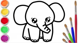 Мультик- Раскраска для ДЕТЕЙ милого СЛОНИКА. Простой рисунок и раскраска слона!