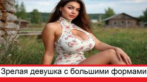 Зрелая девушка в 30 лет с большими формами сидит и наслаждается природой