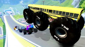 МУЛЬТИКИ ПРО МАШИНКИ Эпические прыжки и столкновения на скоростном монстр-траке Beamng Drive #62