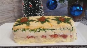 ТОРТ САЛАТ. Салат на Новый Год с семгой. Слоеный салат на праздничный стол, новогодний стол
