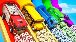 Мультики про машинки - Мультяшный школьный автобус пожарная машина КАМАЗ водовоз - Песенки для детей