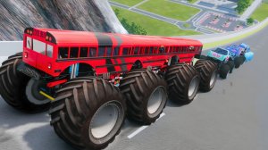 МУЛЬТИКИ ПРО МАШИНКИ Эпические прыжки и столкновения на скоростном монстр-траке Beamng Drive #69