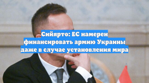 Сийярто: ЕС намерен финансировать армию Украины даже в случае установления мира