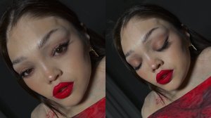МАКИЯЖ С КРАСНОЙ ПОМАДОЙ // последний новогодний