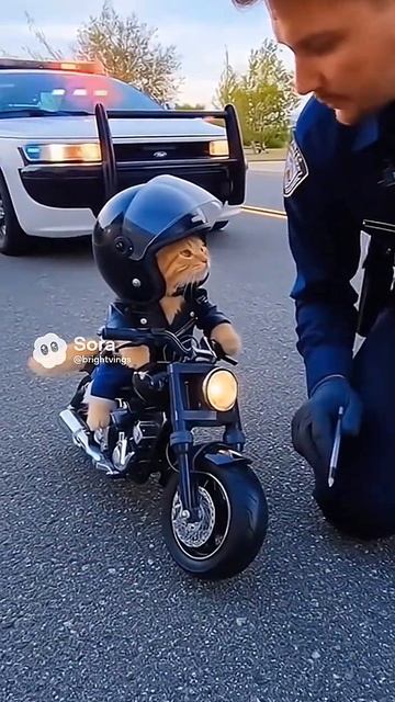 Кот на мотоцикле #sora2 #ai #sora #humor #юмор #кот #кошки #котики #ии