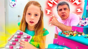 Папа учит Настю правилам безопасности для детей