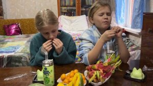 Trying exotic fruits and drinks