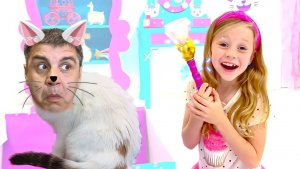 Настя Мэгги и папа веселая история для детей про волшебную палочку.