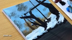 Как нарисовать снежный лес