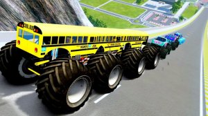 МУЛЬТИКИ ПРО МАШИНКИ Эпические прыжки и столкновения на скоростном монстр-траке Beamng Drive #68