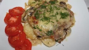 Мясо по Французски с картошкой и грибами