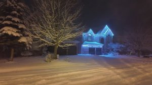 Ночная прогулка в снежную бурю в пригороде Торонто