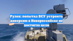 Рулев: попытка ВСУ устроить диверсию в Новороссийске не достигла цели