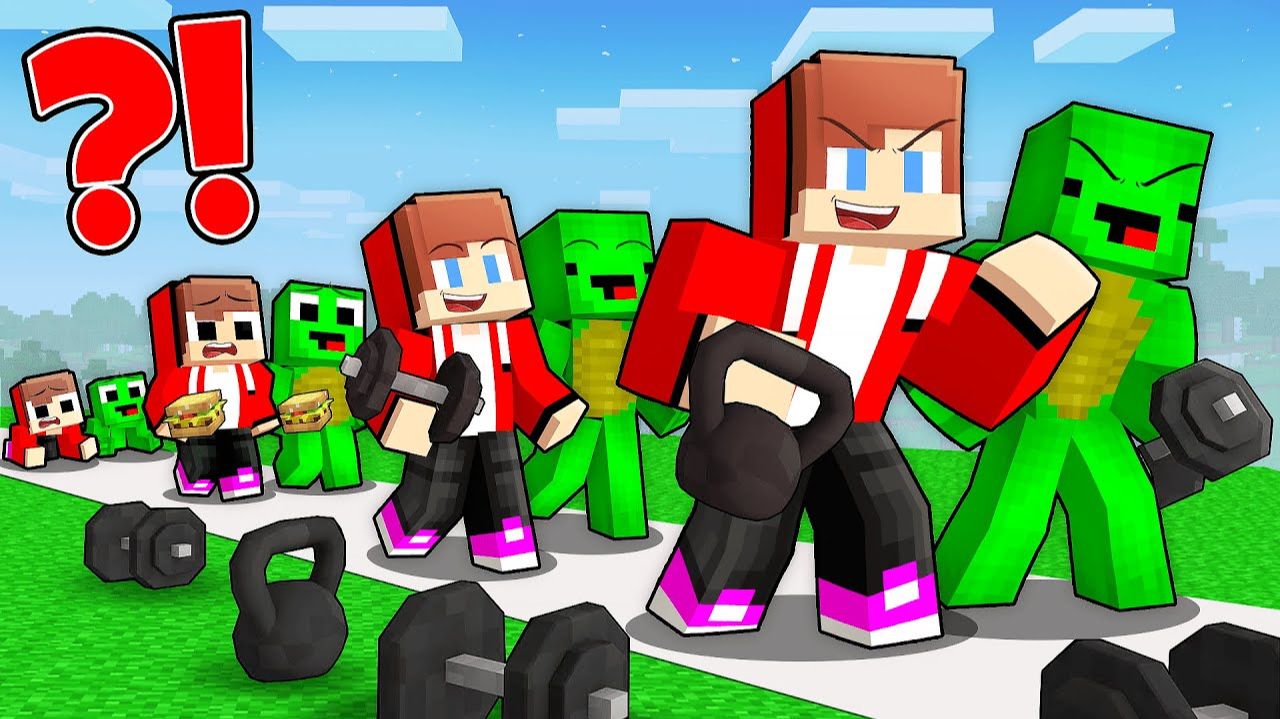 Как толстяк Джей Джей и Майки стали сильными？ Жизненный цикл - Анимация для Майнкрафта смотреть онлайн