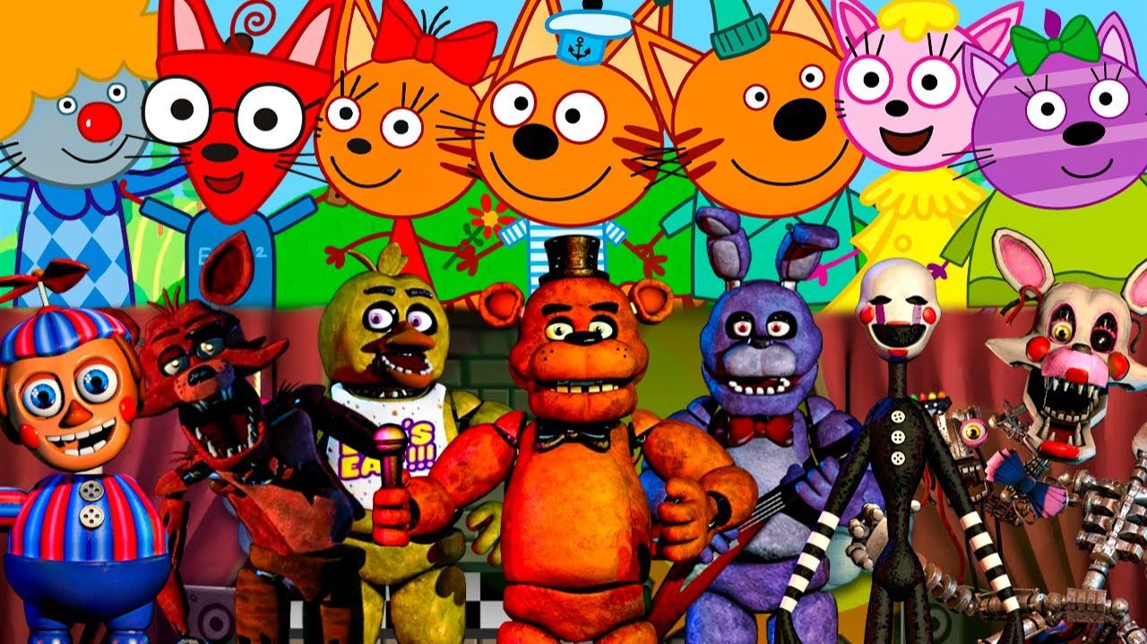 посмотри на этих ТРИ КОТА И 5 НОЧЕЙ С ФРЕДДИ Жуткие Серии Трёх Котов смотри смотреть онлайн