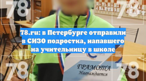 78.ru: в Петербурге отправили в СИЗО подростка, напавшего на учительницу в школе
