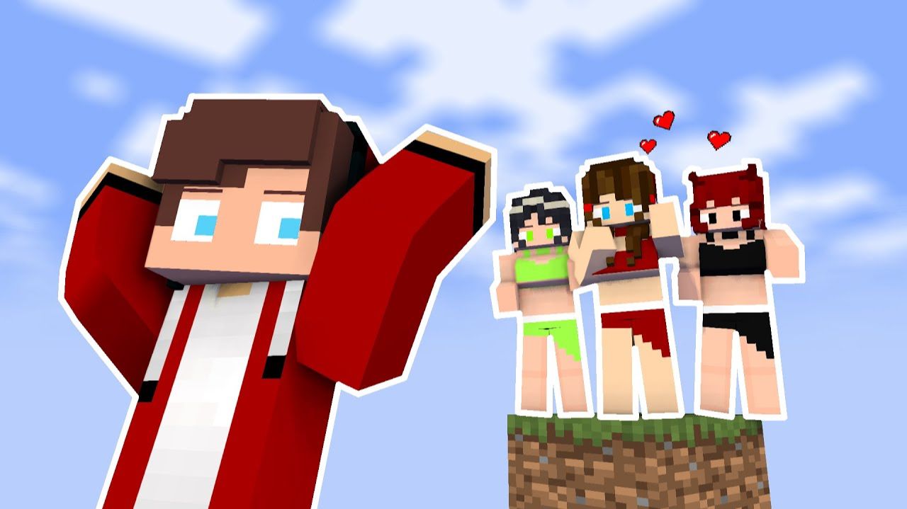 ВЕСЬ эпизод Джей Джей остается наедине с девочками в мире из одного блока - анимация для майнкрафта смотреть онлайн