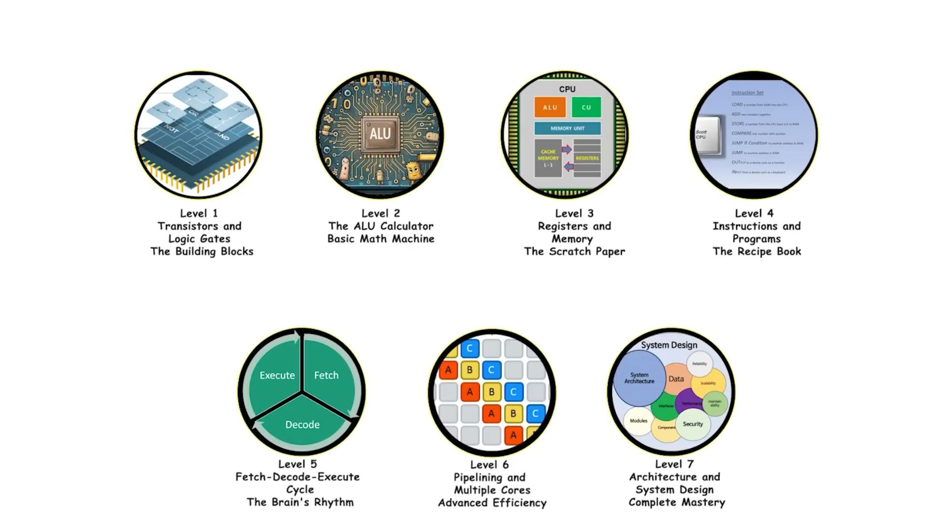 7 уровней работы центрального процессора