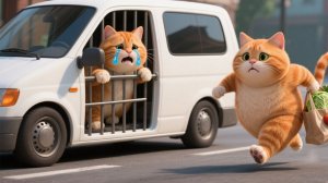 Мультик для детей. Кошка-мама спасла котенка от устройства для отлова животных в машине: