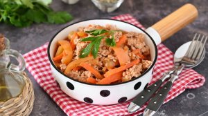 🥘 Горячее на ужин из мясного фарша с домашним лечо. Вкусно с макаронами, рисом или гречкой