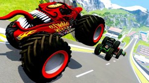 МУЛЬТИКИ ПРО МАШИНКИ Эпические прыжки и столкновения на скоростном монстр-траке Beamng Drive #75