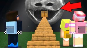 🌚ПОСТРОИЛИ ЛЕСТНИЦУ на ЛУНА ПРОСНУЛАСЬ в МАЙНКРАФТ! ШЕДИ ЛЕСКА И НУБИК MINECRAFT