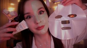 АСМР Уход за твоим лицом, очищение кожи, сыворотки, маски, массаж. Персональное внимание без слов 4К